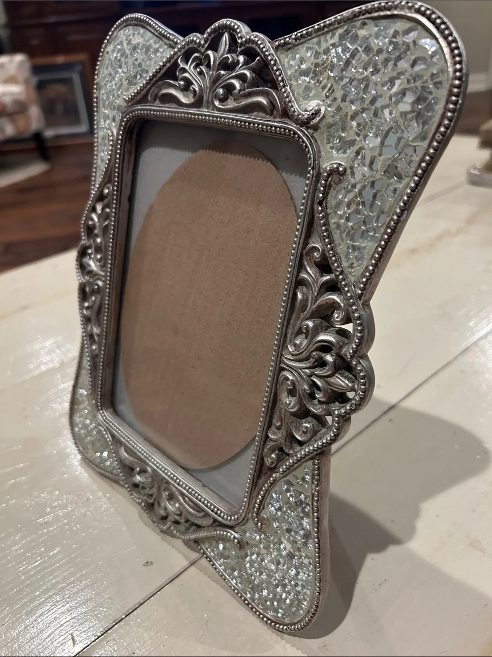 Ornate Silver Mosaic Decorative Picture Frame - Silver